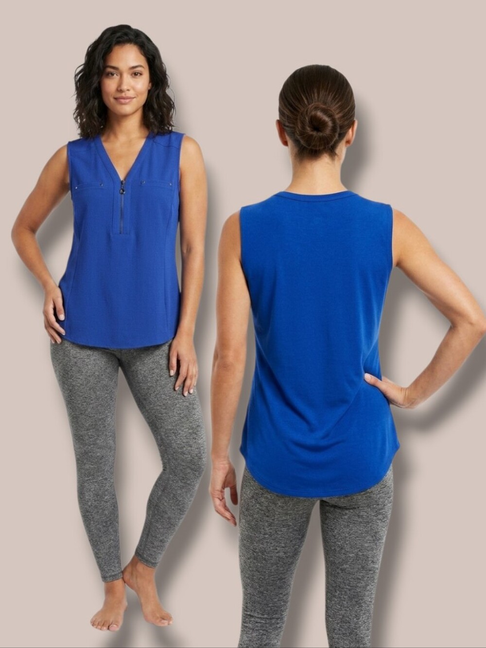 COLORI Women's Vinga-S Sapphire/Royal Blue Chic Solid Zip Tank Top